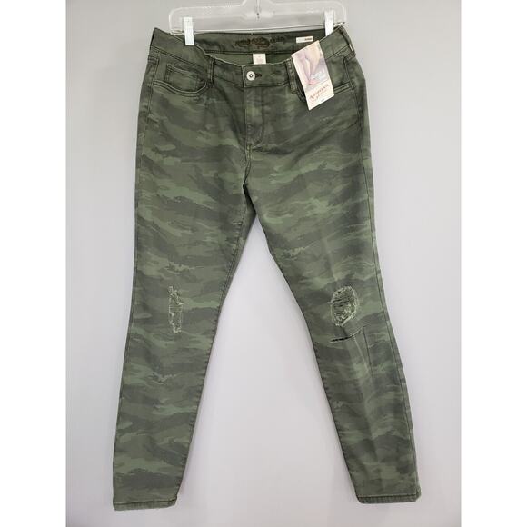 NEW‎ CAMO SIZE 13 Distressed Camo Camouflage y2k jeggings juniors twill skinny - Picture 1 of 5